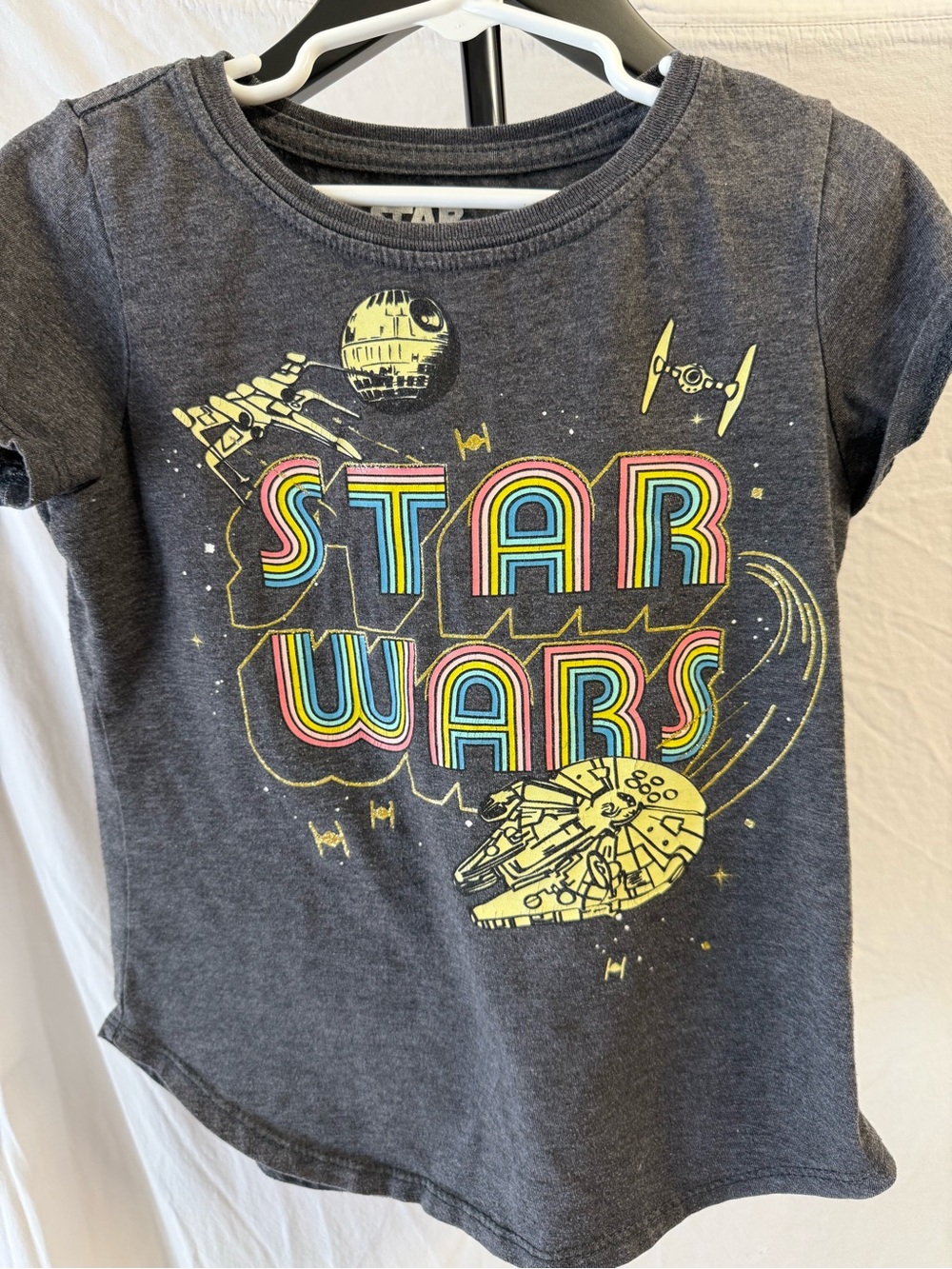 Star Wars Charcoal Tee with Neon Rainbow Logo